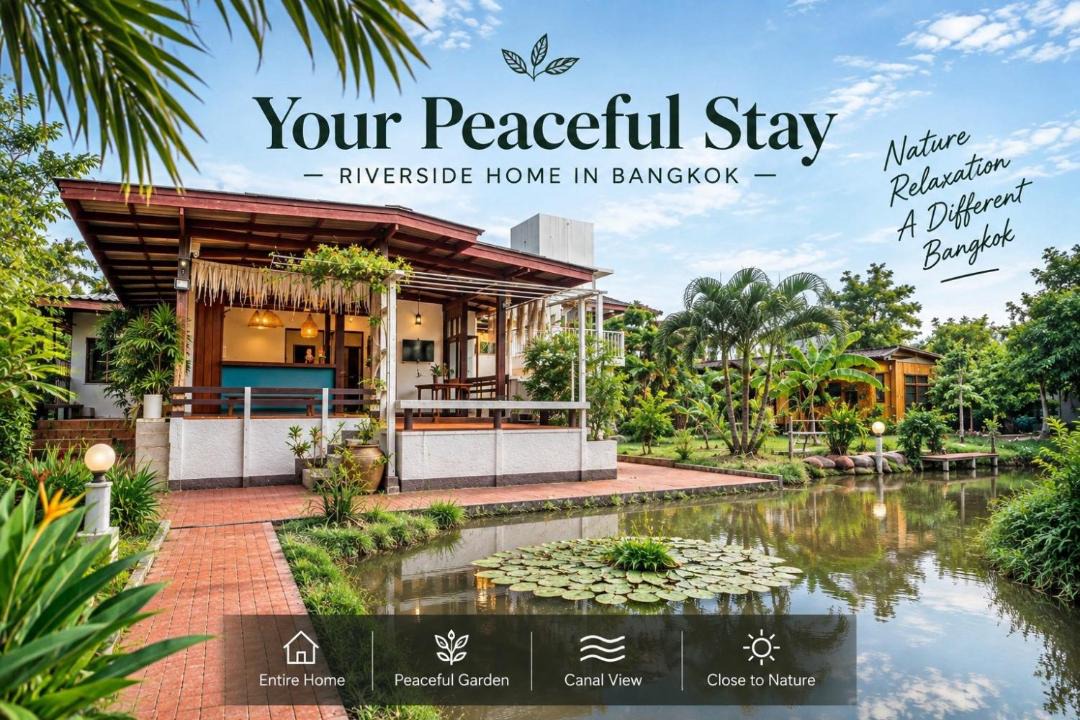 Samae Dam House | Canal-side Wooden House 3BR Private Garden
